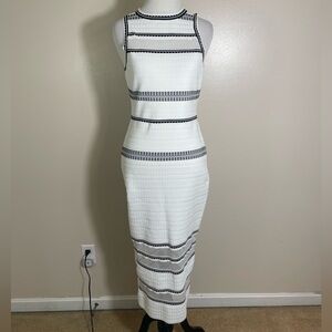 Express White and Black Patterned Midi Dress